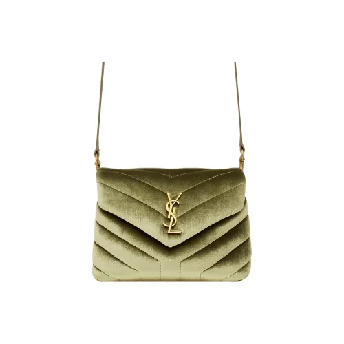 SAINT LAURENT LOULOU Вельвет Cloud Сумка Подушка Сумка Цепь Сумка через плечо Сумка на плечо Женская Светлый Оливковый