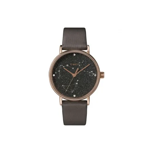 TIMEX TREND Collection Женские часы Кварцевый механизм Кожаный ремешок 37 мм Черный циферблат TW2T87700