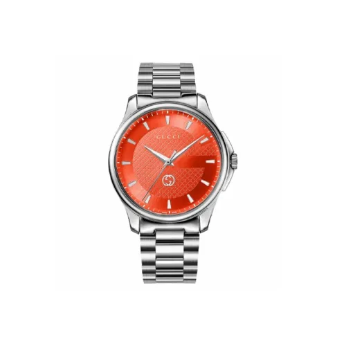 GUCCI Мужские часы Кварцевый механизм Ремешок из нержавеющей стали 40 мм Апельсиновый циферблат Часы