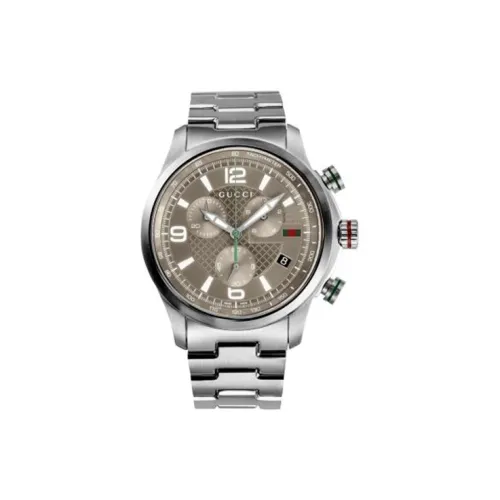 GUCCI Мужские часы Кварцевый механизм Ремешок из нержавеющей стали 44 мм Кофейный циферблат Часы