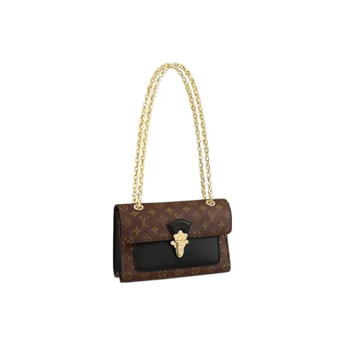 LOUIS VUITTON Victoire Кожа Сумка через плечо Сумка на плечо Женская Коричневая и Черная