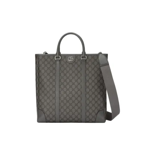 GUCCI Ophidia Холст и Кожаная Сумка-Тот Сумка для покупок Мужская Сумка Серый Черный