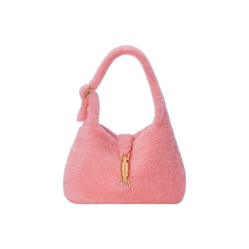 GUCCI Jackie 1961 Shearling Полумесяц Сумка Сумка через плечо Сумка Маленькая Женская Светло-Розовая