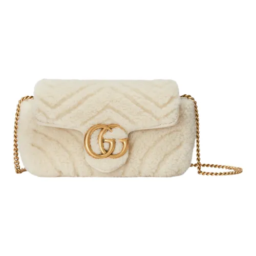 GUCCI Marmont Shearling Сумка через плечо Extra Mini Женская Белая