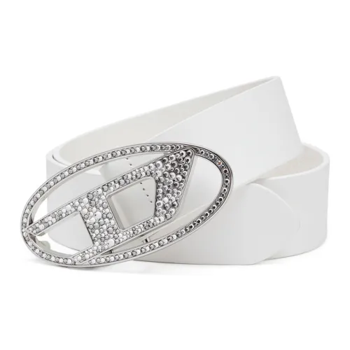 DIESEL Oval D Smooth Clasp Кожаные ремни Женские Белые Ширина 3,9 см