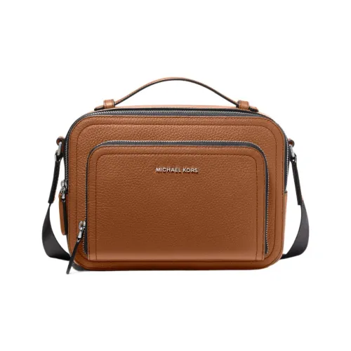 MICHAEL KORS Hudson Зернистая текстура кожа кожа Litchi сумка Camera сумка-тоут сумка через плечо средний размер мужская кожа коричневый цвет