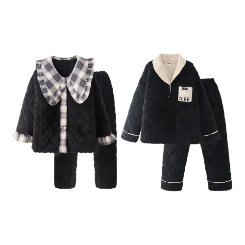 Chun Xi Пижамный комплект Унисекс Шотландский Черный Премиум Черный