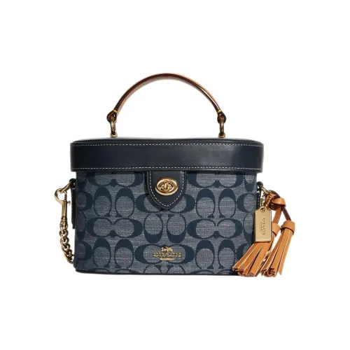 COACH Kay Ткань Коровья кожа Сумка Маленькая Женская Джинсовый синий