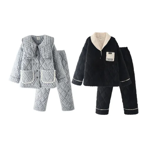 Чун Си Пижама Унисекс Премиум Серый Элегантный Черный