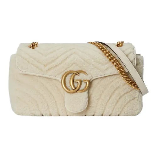 GUCCI GG Marmont Shearling Crossbody Bag Shoulder Bag Small Women's Ecru GUCCI GG Marmont Овчина Сумка через плечо Сумка на плечо Маленькая Женская Экрю