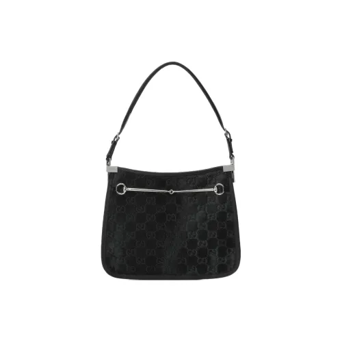 GUCCI Horsebit Застежка Телячья Кожа Сумка через плечо Маленькая Женская Черная