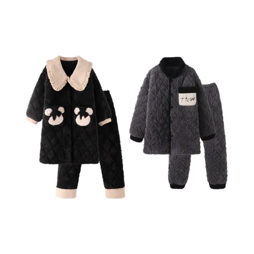 Chun Xi Пижамный комплект Унисекс Little Bear Черный Пасмурно-серый