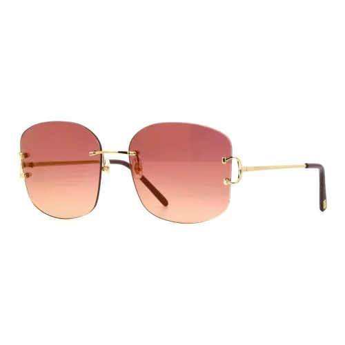 Cartier Металл Нерегулярная форма Солнцезащитные очки Женские Золото
