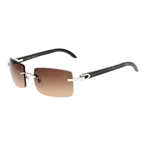 Cartier Металлический Ацетат Прямоугольные Солнцезащитные Очки Мужские Черные