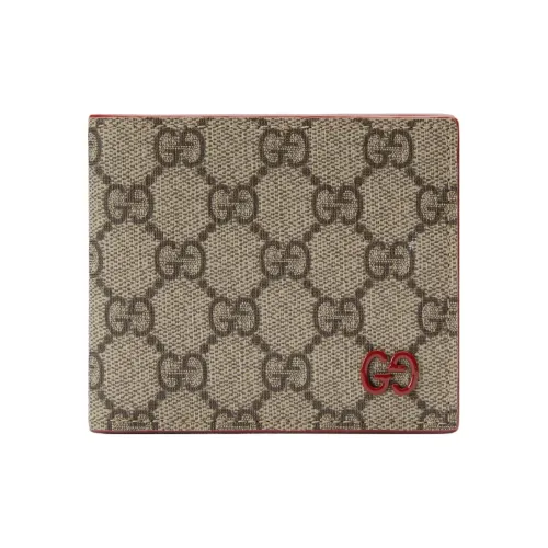 GUCCI Canvas с кожаными вставками цветовой комбинированный кошелек стандартный мужской красный и бежевый