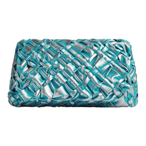 Bottega Veneta Lambskin Clutch Medium Women's Blue Silver Bottega Veneta Клатч из овечьей кожи среднего размера женский синий и серебряный