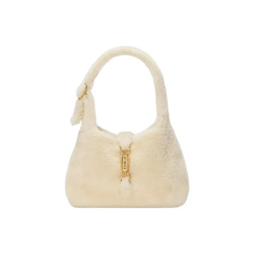 GUCCI Jackie 1961 Shearling Полумесяц Сумка Сумка через плечо Сумка Маленькая Женская Белая