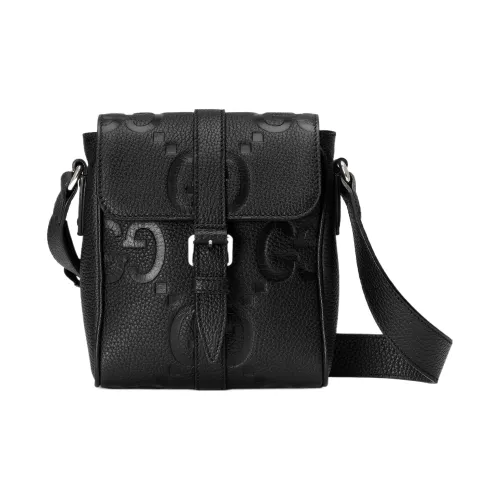 GUCCI Jumbo GG Кожа Плечевая Сумка Маленькая Мужская Черная