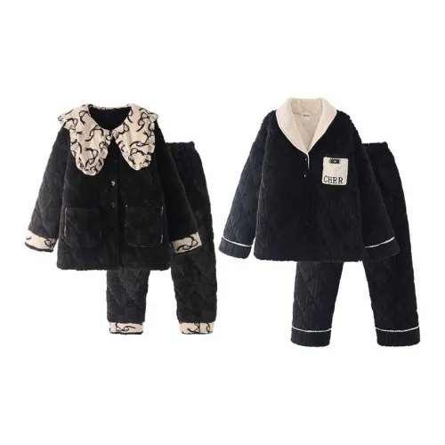 Chun Xi Pajama Комплект Унисекс С принтом Черный Крутой Черный