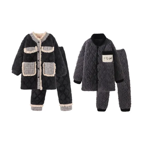 Chun Xi Пижамный комплект Унисекс Черный Серый