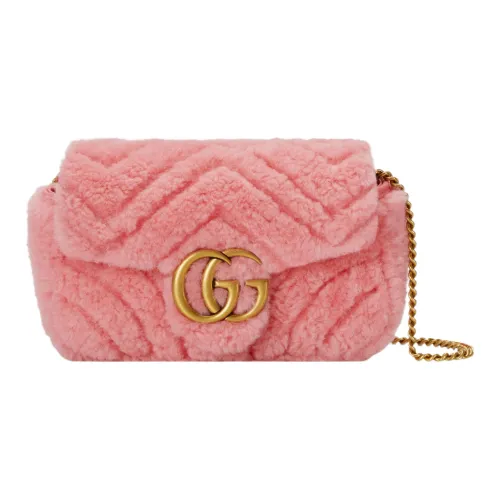GUCCI Marmont Shearling Сумка через плечо Extra Mini Женская Розовая