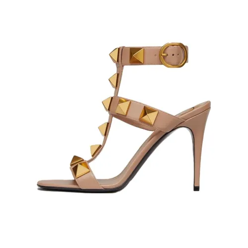 Valentino One Ремень Сандалии 10 см Женские Коричневый Розовый
