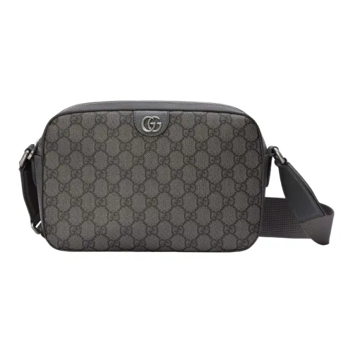 GUCCI Ophidia Холст с кожей Обметка Курьерская сумка Сумки через плечо Сумка на плечо Мужская Серый