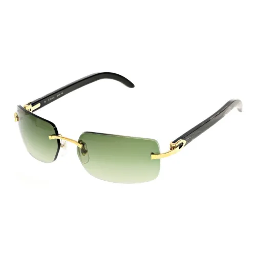 Cartier Металл Прямоугольные Солнцезащитные очки Мужские Золотые
