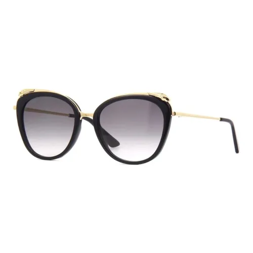 Cartier Металлический Ацетат Кошачий Глаз Солнцезащитные Очки Женские Черные