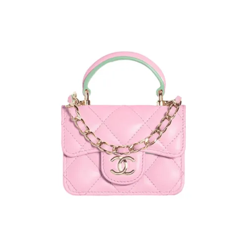 CHANEL Sheepskin Coin Wallet Mini Bag Handbag Shoulder Bag Crossbody Bag Mini Women's Pink Green Multicolor