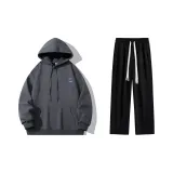 Комплект одежды: флисовая подкладка (темно-серый свитшот + черные штаны)