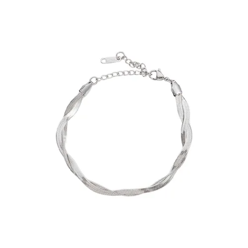 MAGICPOLE Титановая сталь Ткани вязаные Знак Змеи Кость Браслет Мужской Серебряный