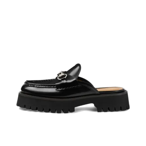 GUCCI Застежка Horsebit Резиновая подошва Домашние тапочки Женские Черные