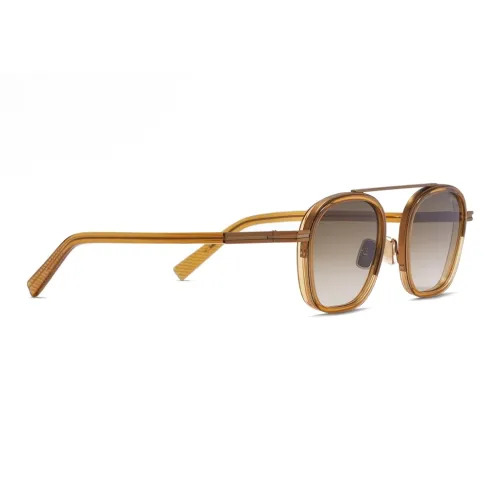 Zegna Металлические Ацетатные Солнцезащитные Очки Aviator Женские Желтые