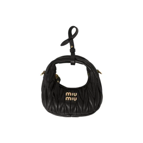 MIU MIU Wander Series Lambskin HOBO Crossbody Bag Shoulder Bag Crossbody Bag Mini Women's Black