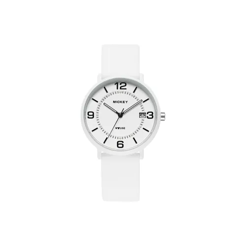 Disney Mickey Series Кварцевый механизм Резиновый ремешок Часы Унисекс Белый циферблат MK 11636