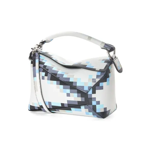 LOEWE Пазл Сатин Коровья кожа Через плечо Одно плечо Сумка Маленький Women's White