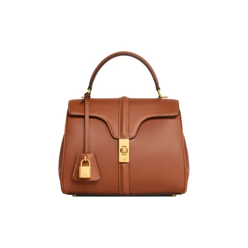 CELINE 16 Коровья кожа Сумка через плечо Сумка Маленькая Женская Рыжевато-коричневый