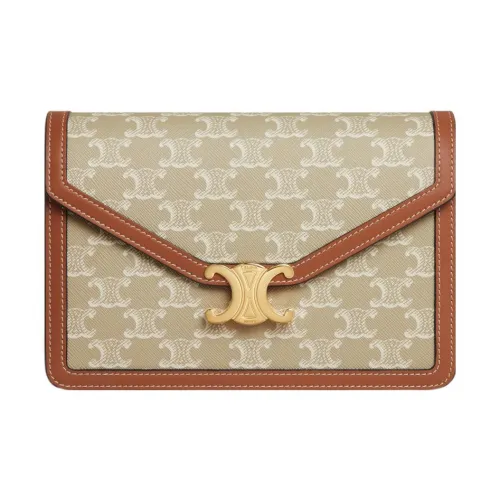 CELINE Сумка через плечо из коровьей кожи стандартная женская серо-бежевая