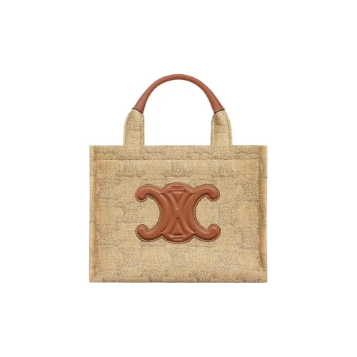 CELINE Cabas Thais Ткань Тоут Сумка Сумка для покупок Сумка Маленькая Женская Натуральная CAMEL