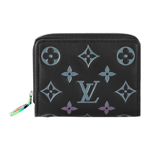 LOUIS VUITTON Монограмма Тисненый Кошелек из овечьей кожи Женские Черный