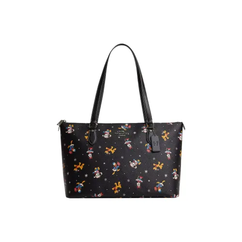 COACH Disney Collaboration Gallery Холст и Кожа Тоут Сумка Сумка для покупок Сумка Сумка через плечо Женская Черная