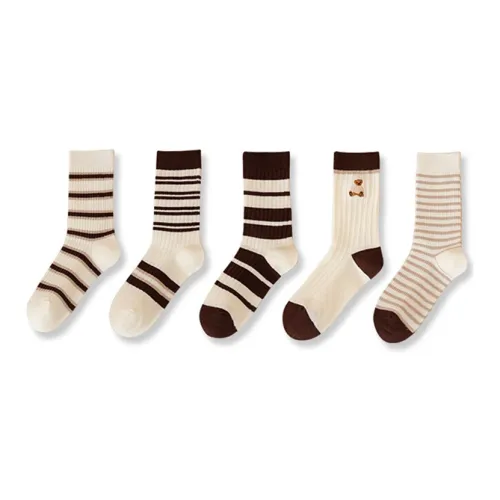 ЮЙЧЖАОЛИНЬ 5 пар Смешанные цвета Женские носки MID до икры