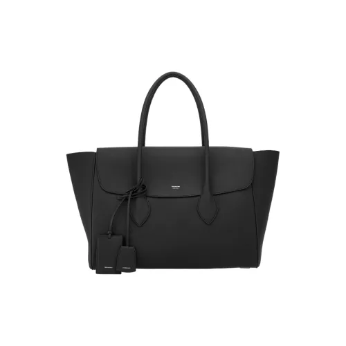 Ferragamo Hammered Телячья кожа Тоут Сумка Сумка для покупок Сумка Большая Мужская Черная