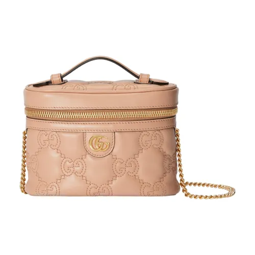 GUCCI GG Matelassé Кожа Ручка Сумка Косметичка Сумка через плечо Сумка Мини Женская Розовая Бежевая