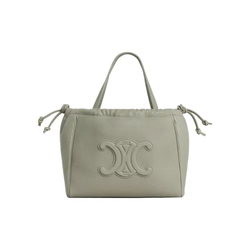 CELINE Cabas Коровья кожа крупнозернистая Сумка через плечо Сумка маленькая Женская Серый Зеленый