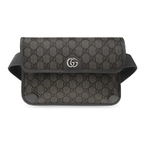 GUCCI Canvas с кожаными вставками сумка через плечо на одно плечо маленькая женский серый черный