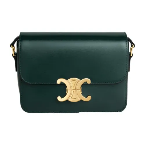 CELINE Teen Triomphe Блестящий Корова Кожа Сумка через плечо Сумка на плечо Женская Amazon Зеленый