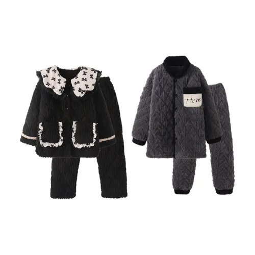 Chun Xi Пижамный комплект Унисекс С принтом Черный Облачный Серый