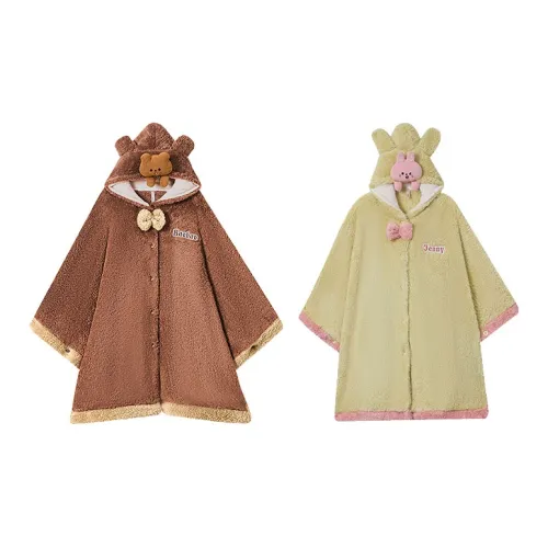 DAMOS·LOVE Светло-желтый + Коричневый Унисекс Банные халаты